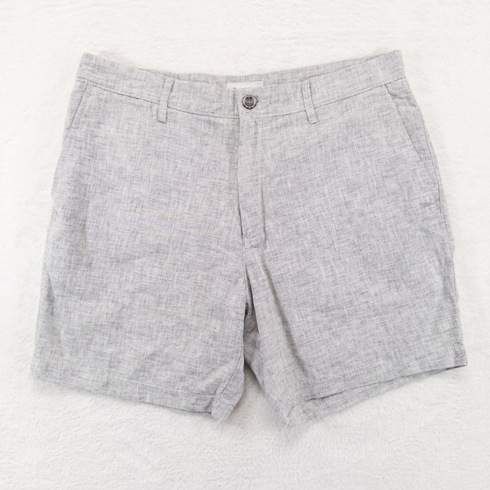 Goodfellow & Co Mens Shorts 34 Gray Linen Cotton Blend Casual Summer Flat Front
